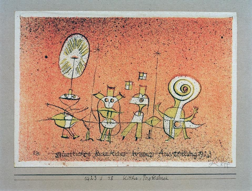 Paul Klee, Die heitere Seite, Weimar Bauhaus-Ausstellung 1923, Bauhaus (Ausstellung,Bauhaus,Deutsche Kunst,Kunstausstellung,Postkarte,Werbung,Schweizerische Kunst,Heiterkeit)