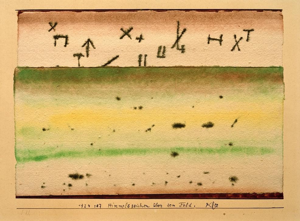 Paul Klee, Himmelszeichen über dem Feld (Astrologie,Astronomie,Bauhaus,Deutsche Kunst,Landschaft,Abstrakte Kunst,Schweizerische Kunst,Erscheinung,Abstraktion,Privatsammlung)