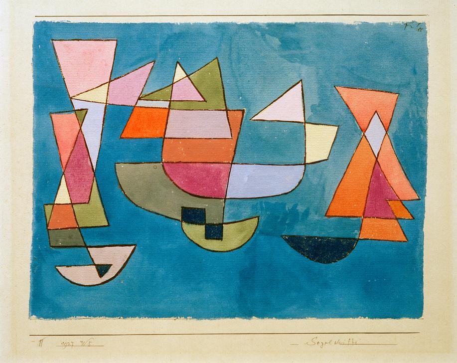 Paul Klee, Segelschiffe (Bauhaus,Deutsche Kunst,Geometrie,Schiffstypen,Segelschiff,Meer,Segelboot,Geometrisch,Abstrakte Kunst,Schweizerische Kunst,Abstraktion,Schifffahrt)