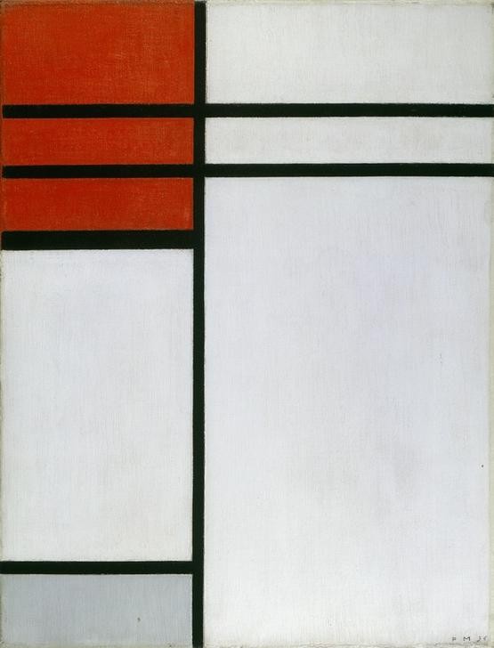 Piet Mondrian, Composition with Red (Geometrie,Geometrisch,Abstrakte Kunst,Niederländische Kunst,Holländische Kunst,De Stijl,Rot)
