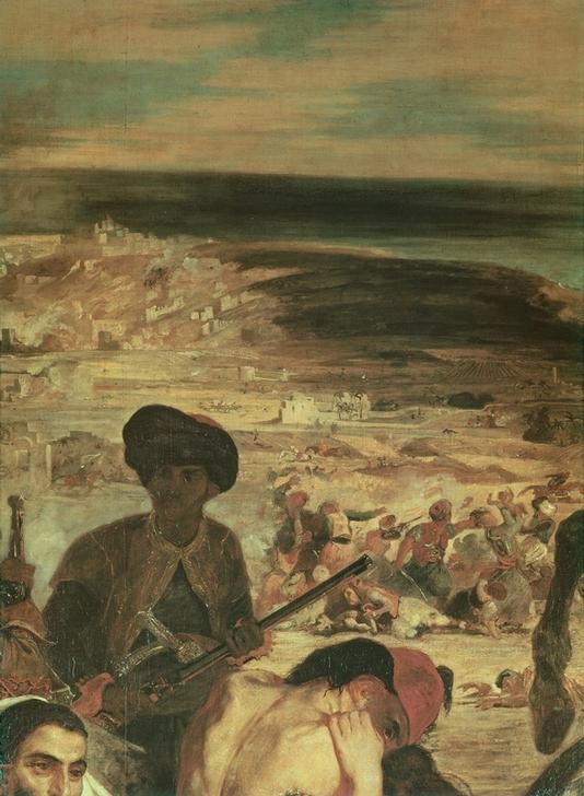 Eugene Delacroix, Scènes des massacres de Scio (Geschichte,Kunst,Massaker,Aufstand,Griechischer Unabhängigkeitskrieg,Französische Kunst,Osmanisches Reich,Romantik,Unterdrückung,Ausschnitt)