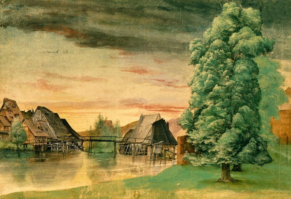 Albrecht Dürer, Weidenmühle (Deutsche Kunst,Kunst,Landschaft,Mühle,Wassermühle,Renaissance,Wasserkraft)