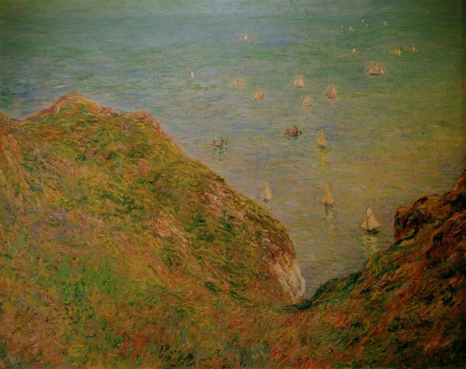 Claude Monet, Sur le Rocher de Pourville. Temps clair (Küste, Landschaft, Meer, Steilküste, Perspektive, Französische Kunst, Impressionismus, Wunschgröße, Wohnzimmer, Klassiker, Malerei,)