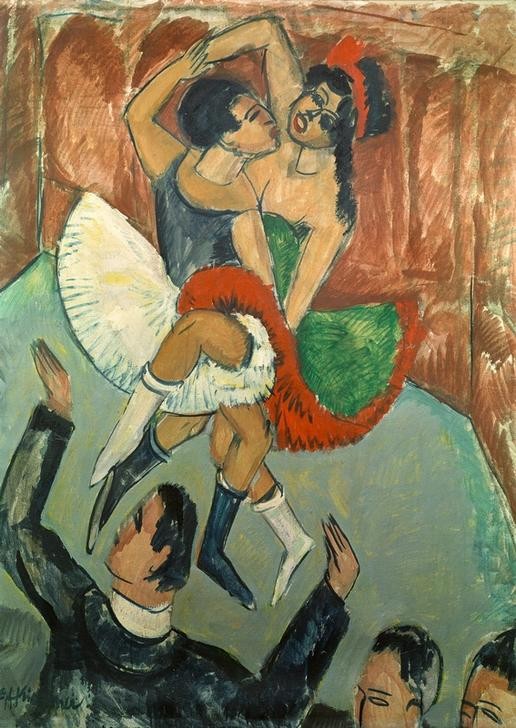 Ernst Ludwig Kirchner, Negertanz (Deutsche Kunst,Musik,Tänzer,Tänzerin,Tanz,Variete (Entertainment),Expressionismus,Die Brücke,Paar,Exotik,Lebensfreude,Bewegungsablauf,Tanzpaar,Bewegung)