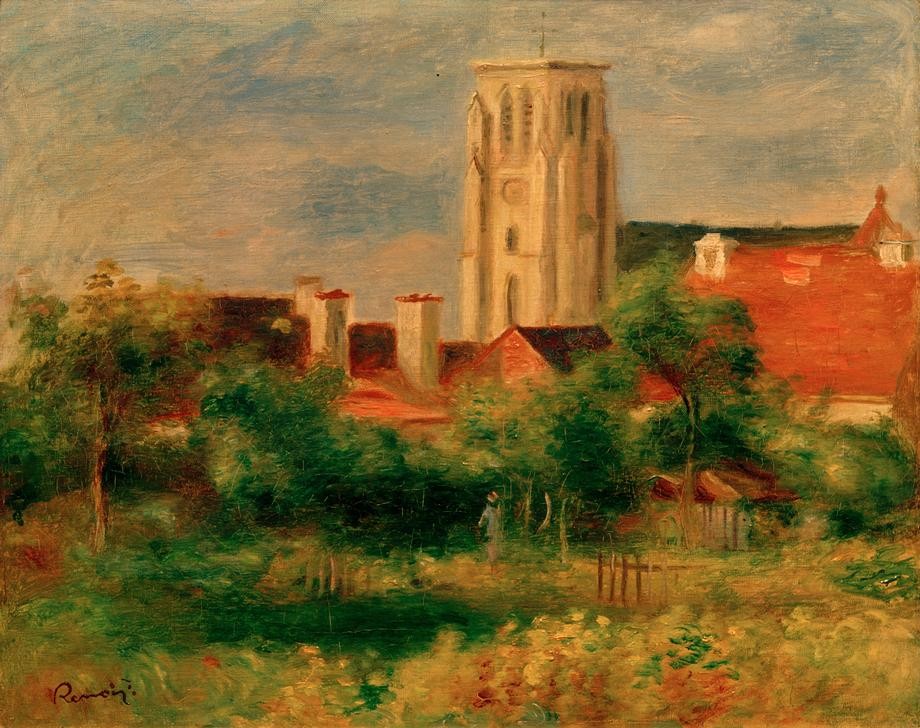 Pierre-Auguste Renoir, L’église d’Essoyes (Kirche,Kunst,Impressionismus,Architekturdarstellung,Französische Kunst,Kirchturm)