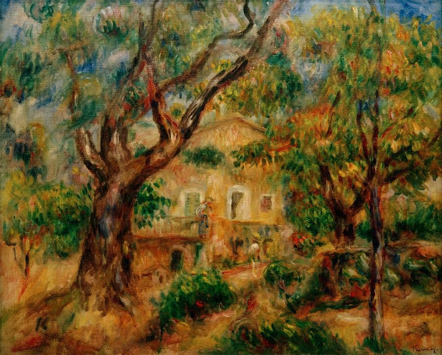 Pierre-Auguste Renoir, La Ferme aux Collettes (Bauernhaus,Haus,Kunst,Landhaus,Landschaft,Wohnhaus Von Berühmten,Impressionismus,Französische Kunst)
