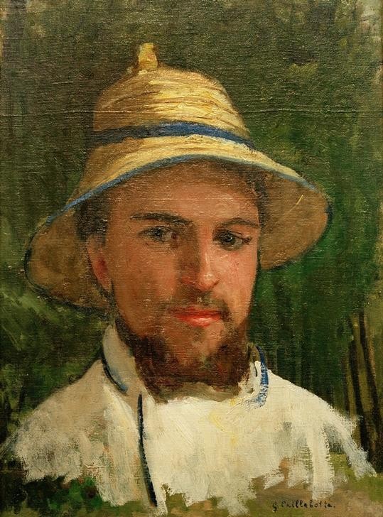 Gustave Caillebotte, Autoportrait au chapeau d’été (Kopfbedeckung,Künstler,Kunst,Maler (Künstler),Mann,Impressionismus,Bart,Hut,Selbstbildnis,Portrait,Französische Kunst,Lächeln,Sonnenhut,Mimik,Blick Aus Dem Bild,Brustbild,Person)