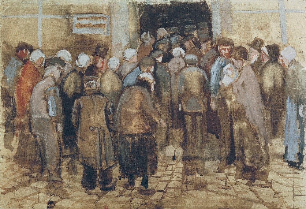 Vincent van Gogh, Die Armen und das Geld (Armut,Gesellschaft,Lotterie,Soziales,Spiel,Impressionismus,Niederländische Kunst,Gesellschaftskritik,Gedränge)
