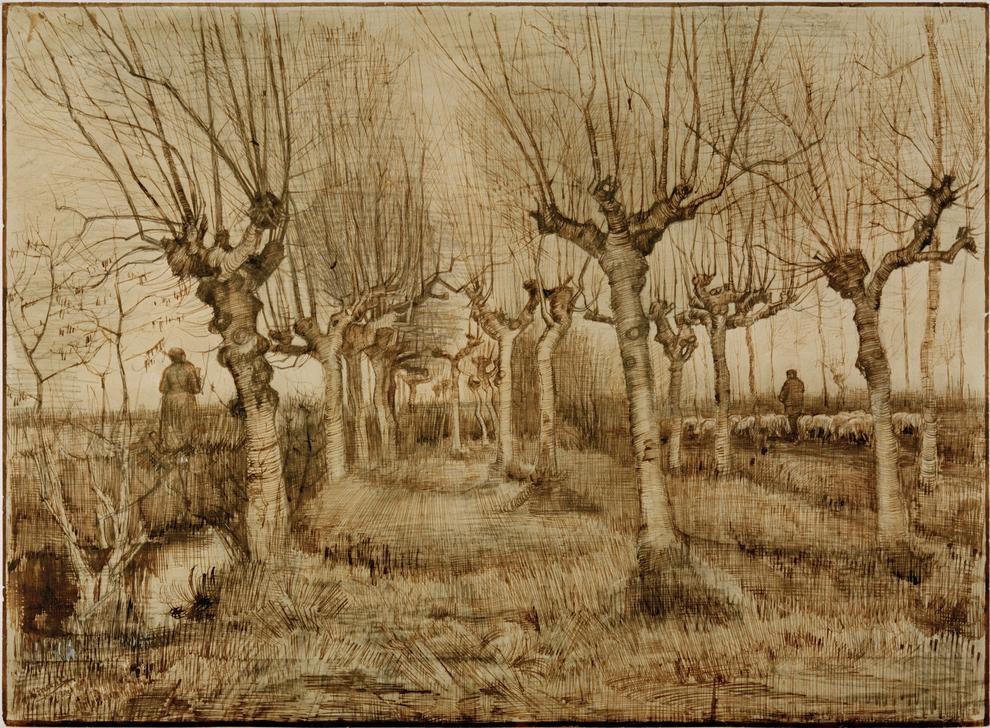 Vincent van Gogh, Kopfweiden (Kunst,Landschaft,Weide,Impressionismus,Baum,Ebene,Niederländische Kunst,Kopfweide)