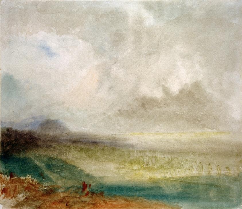 JOSEPH MALLORD WILLIAM TURNER, Das Rhônetal bei Sion (Himmel (Natur),Kunst,Landschaft,Impressionismus,Fluss,Tal,Englische Kunst,Romantik)