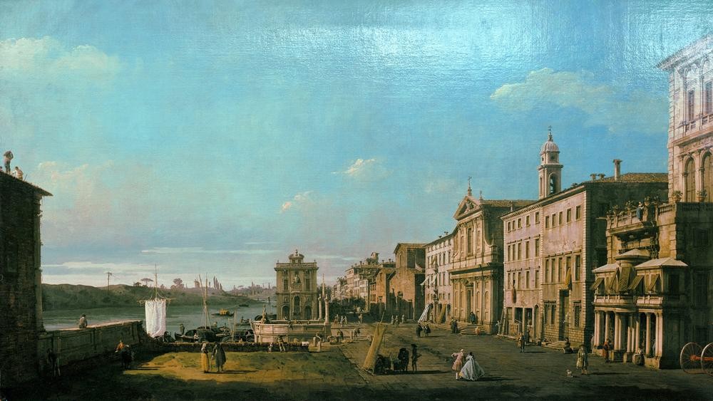 Giovanni Antonio Canaletto, Via di Ripetta in Rom (Rom, Städte, Italien, Paläste, Fluss, Tiber, Barock, Vedute, Klassiker, Wunschgröße, Wohnzimmer)