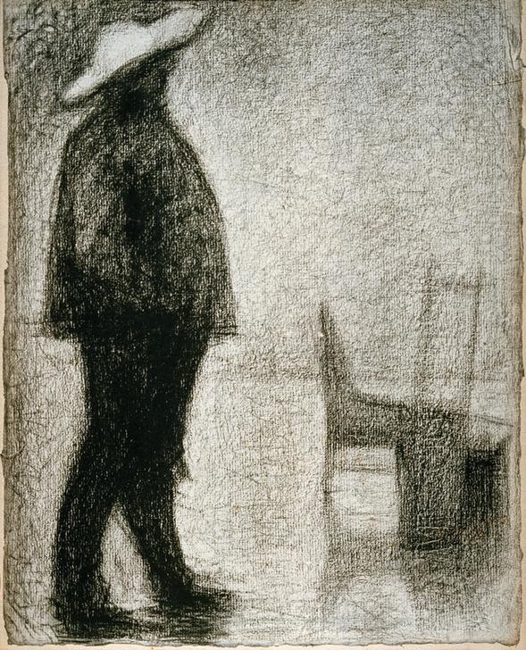 Georges Seurat, Lastenträger (Arbeiter,Arbeit,Gesellschaft,Kopfbedeckung,Kunst,Mann,Mensch,Hut,Pointillismus,Französische Kunst,Träger,Lastträger,Stuhl)