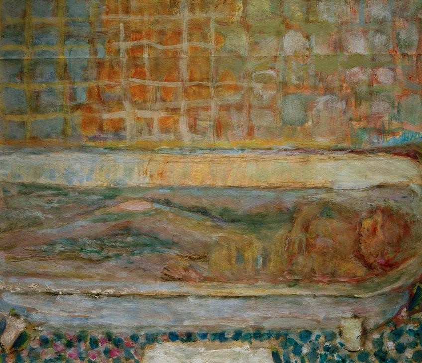 Pierre Bonnard, Badende (Körperpflege,Bad,Frau,Kunst,Wannenbad,Akt,Französische Kunst,Badezimmer,Kachel,Nabis,Badewanne)