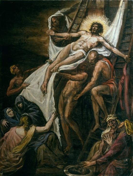 Emile Bernard, Kreuzabnahme (Christentum,Kunst,Religion,Neues Testament,Bibel,Kreuzabnahme,Französische Kunst,Passion Christi,Nabis)