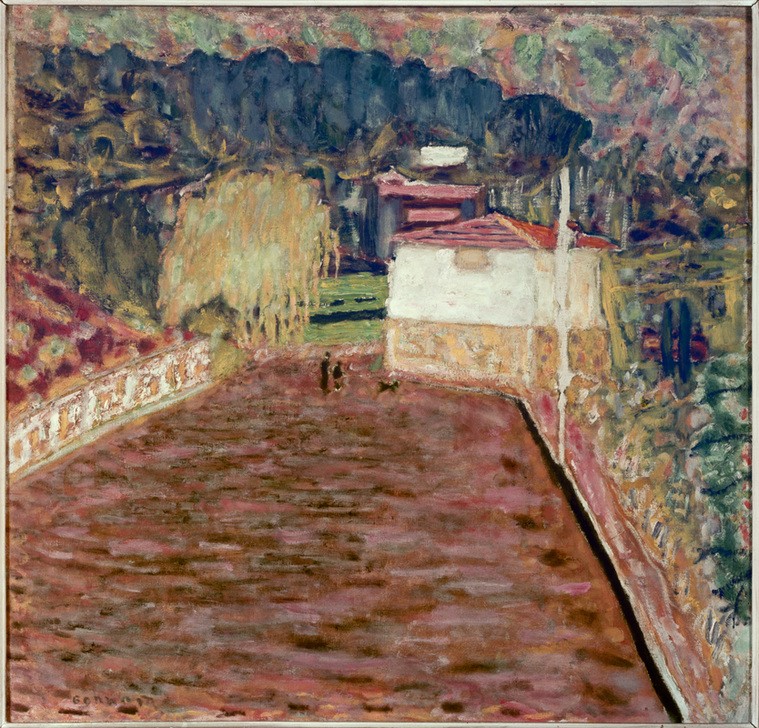Pierre Bonnard, Die rosa Straße, 1934 (Haus,Kunst,Landschaft,Strasse (Allgemein),Impressionismus,Französische Kunst,Nabis,Rosa (Farbe))
