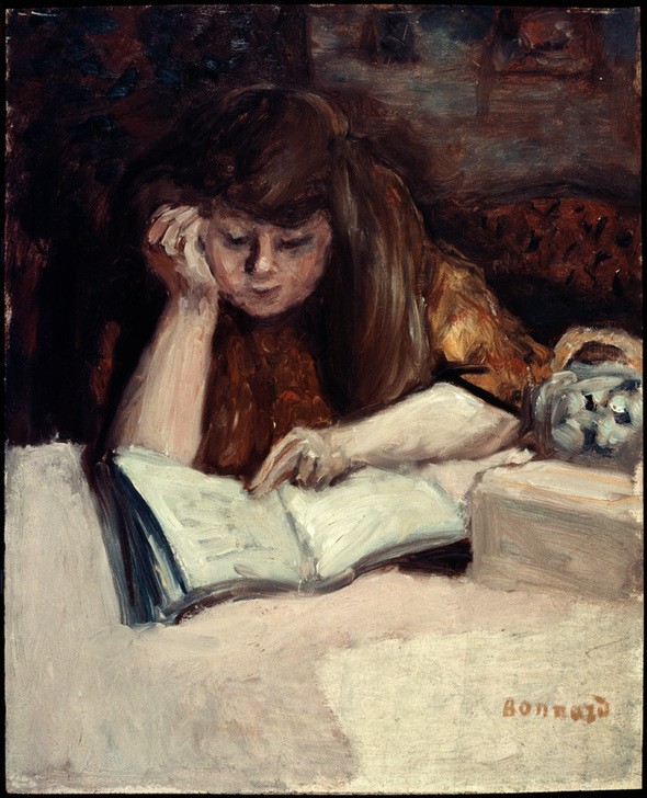 Pierre Bonnard, Liseuse accoudée (Kunst,Leser,Literatur,Mädchen,Impressionismus,Französische Kunst,Nabis)