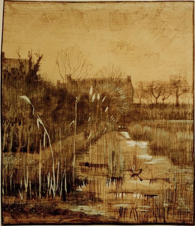 Vincent van Gogh, Graben (Gewässer,Graben (Bodenvertiefung),Kunst,Landschaft,Impressionismus,Niederländische Kunst,Schilf,Entwässerung)