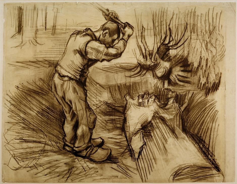 Vincent van Gogh, Holzfäller (Arbeit,Forstwirtschaft,Holzfäller,Kunst,Impressionismus,Niederländische Kunst,Baumfällen)