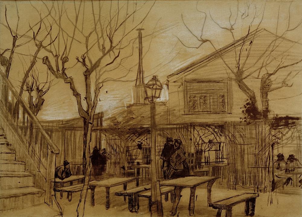 Vincent van Gogh, Guinguette (Gartenwirtschaft,Gastronomie,Kunst,Laterne,Licht Und Beleuchtung,Freizeit,Strassenlaterne,Laube,Impressionismus,Niederländische Kunst)