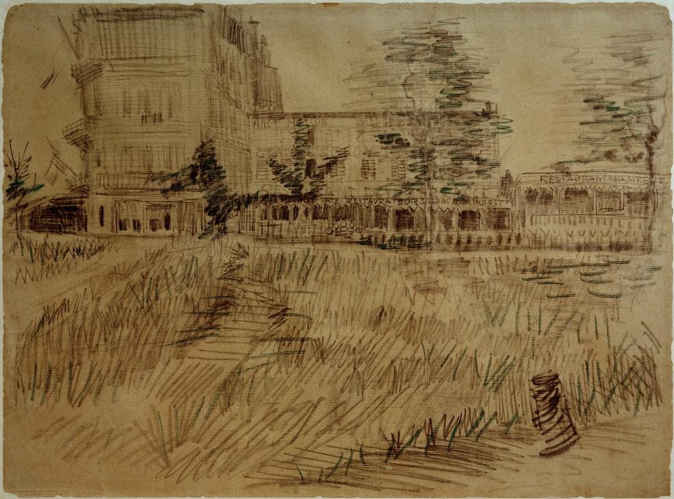 Vincent van Gogh, Restaurant De la Sirène in Asnières (Gastronomie,Geographie,Kunst,Impressionismus,Restaurant,Niederländische Kunst,Aussenansicht,Topographie)