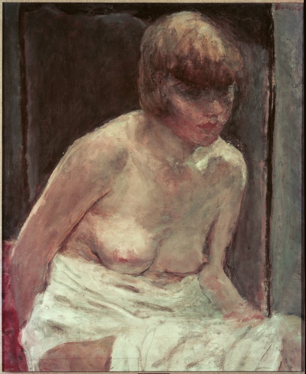 Pierre Bonnard, Torse de jeune femme au peignoir blanc (Frau,Kunst,Impressionismus,Akt,Französische Kunst,Nabis)