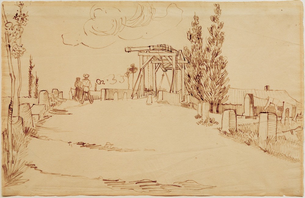 Vincent van Gogh, Die Brücke von Langlois (Brücke,Kunst,Landschaft,Zugbrücke,Impressionismus,Fluss,Niederländische Kunst)