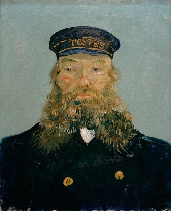 Vincent van Gogh, Porträt des Joseph Roulin (Mann, Postbote, Bart, Uniform, Portrait, Mütze, S Klassische Moderne, Impressionismus, Wohnzimmer, Treppenhaus, Wunschgröße,  bunt)