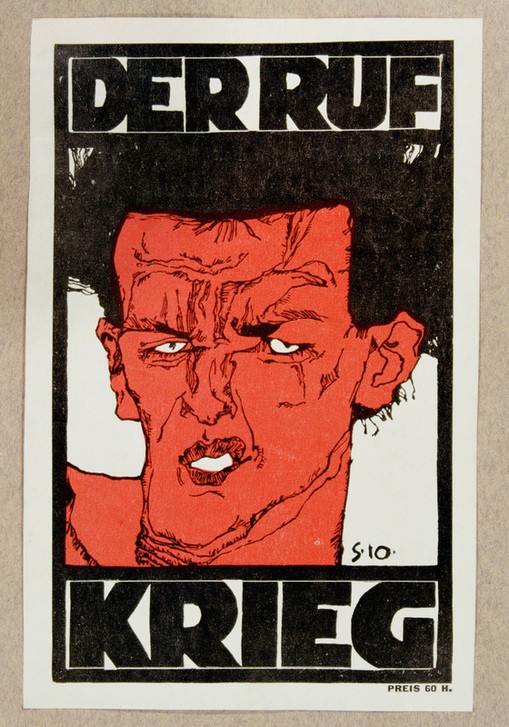 Egon Schiele, Der Ruf (Jugendstil,Lithograph,Portrait)
