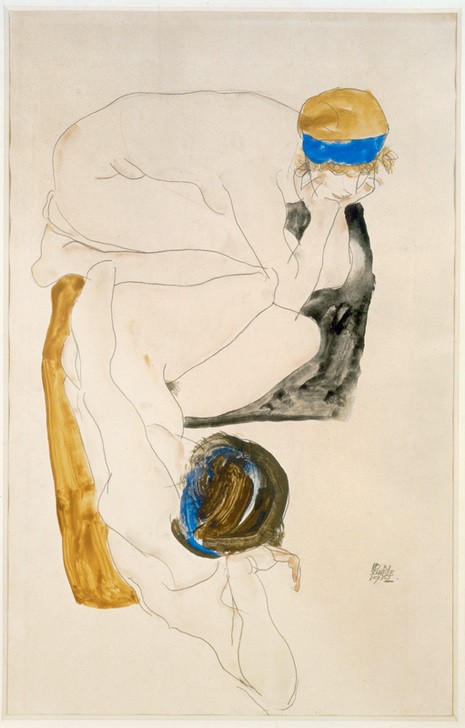 Egon Schiele, Zwei liegende Figuren (Jugendstil,Akt)