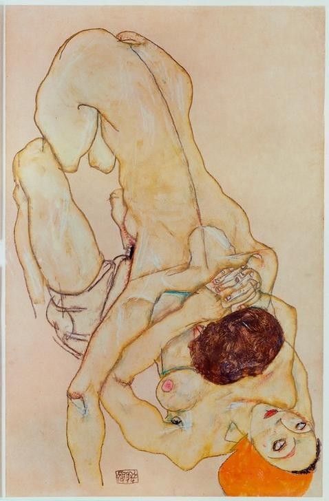 Egon Schiele, Zwei Mädchen (Jugendstil,Akt)