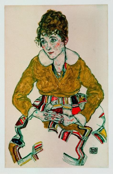 Egon Schiele, Bildnis der Gattin des Kuenstlers (Jugendstil,Portrait)