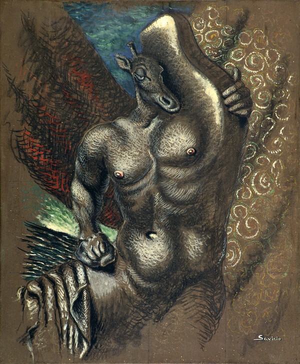 Alberto Savinio, Kreta (Mythologie, Fabelwesen, Muskeln, Männerkörper, Antropomorphismus, Surrealismus, Pittura metafisica, Klassische Moderne, Wunschgröße, Wohnzimmer)