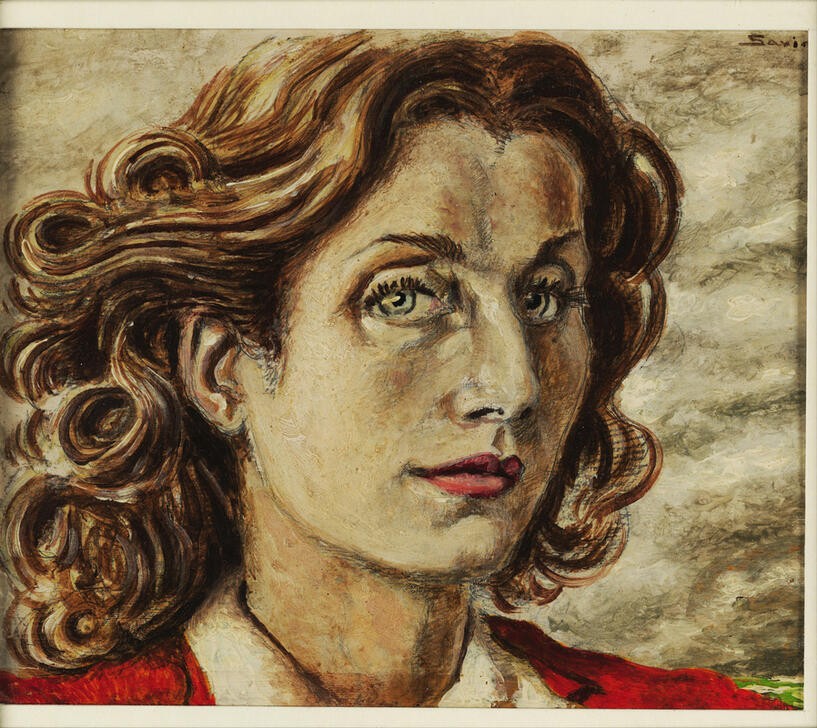 Alberto Savinio, Palma Bucarelli (Frau, Persönlichkeiten, Portrait, Gesicht, Locken, Kunsthistorikerin, Klassische Moderne, Wunschgröße, Wohnzimmer)