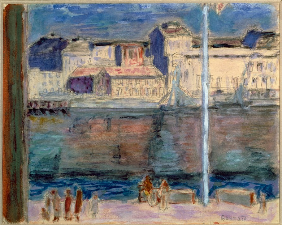 Pierre Bonnard, Trouville (Malerei, Impressionismus, Stadt, Frankreich, Architektur, Häuserzeile, Meer, Meeresbrise, Wunschgröße, Arztpraxis, Wohnzimmer, Klassische Moderne, bunt)