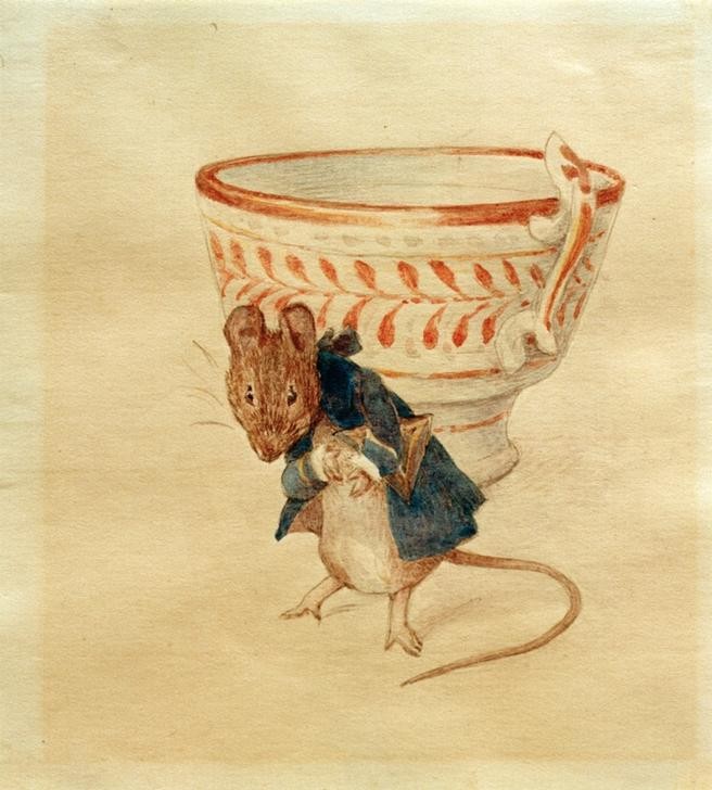 Beatrix Potter, Herr Maus verneigt sich vor einer Teetasse  (Mensch und Gesellschaft)