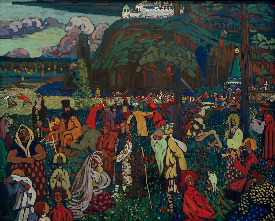 Wassily Kandinsky, Das bunte Leben (Kunst,Landschaft,Mensch,Stadt,Volkskunde,Der Blaue Reiter,Russische Kunst,Neue Kuenstlervereinigung Muenchen,Farbigkeit,Land Und Leute,Signatur)