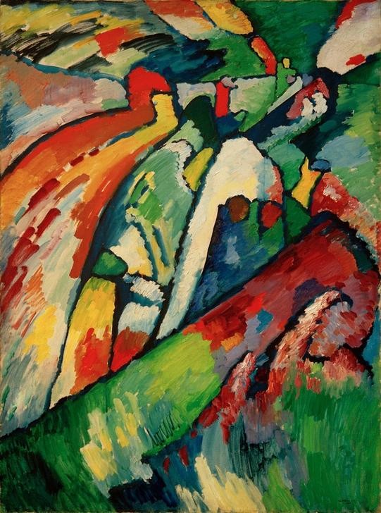 Wassily Kandinsky, Improvisation 7 (Sturm) (Kunst,Landschaft,Meteorologie,Wetter,Expressionismus,Der Blaue Reiter,Russische Kunst,Abstraktion,Neue Kuenstlervereinigung Muenchen,Improvisation,Farbigkeit,Sturm,Farbe)