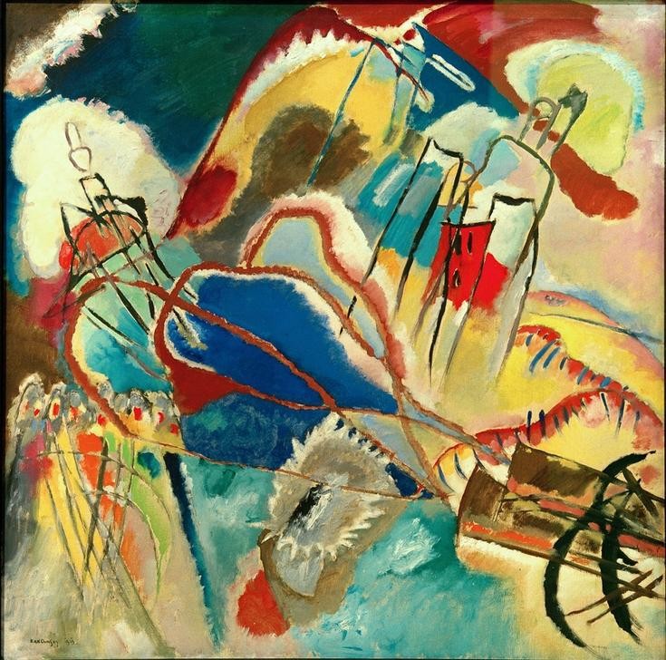 Wassily Kandinsky, Improvisation 30 (Kanonen) (Kanone,Krieg,Künstler,Kunst,Militär,Schiessen,Waffe,Expressionismus,Der Blaue Reiter,Abstrakte Kunst,Russische Kunst,Abstraktion,Neue Kuenstlervereinigung Muenchen,Improvisation,Farbigkeit,Signatur,Farbe)