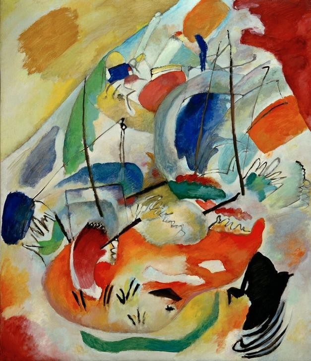 Wassily Kandinsky, Improvisation 31 (Seeschlacht) (Krieg,Kunst,Schiff,Segelschiff,Schlacht,Expressionismus,Seeschlacht,Der Blaue Reiter,Abstrakte Kunst,Russische Kunst,Abstraktion,Neue Kuenstlervereinigung Muenchen,Improvisation,Farbigkeit,Schifffahrt,Farbe)