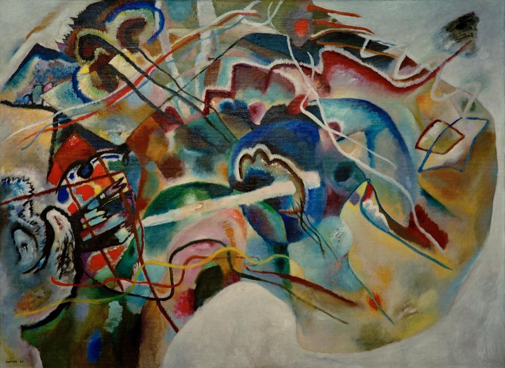 Wassily Kandinsky, Bild mit weißem Rand (Moskau) (Kunst,Troika,Expressionismus,Der Blaue Reiter,Abstrakte Kunst,Russische Kunst,Abstraktion,Neue Kuenstlervereinigung Muenchen,Signatur)