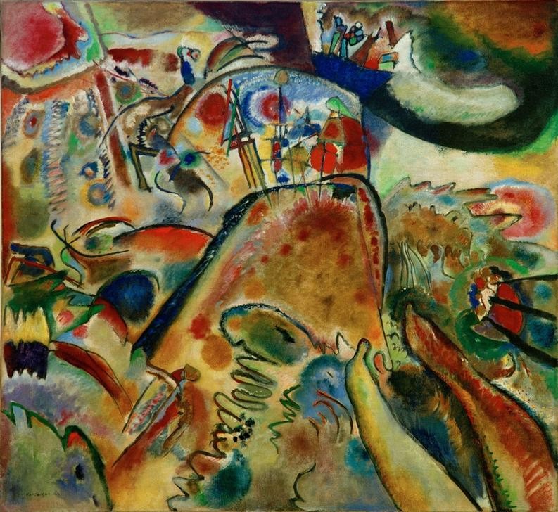 Wassily Kandinsky, Kleine Freuden (Kunst,Psychologie,Freude,Expressionismus,Der Blaue Reiter,Abstrakte Kunst,Russische Kunst,Gefühl (Stimmung),Abstraktion,Neue Kuenstlervereinigung Muenchen,Farbigkeit,Positive Stimmungen Und Gefühle,Signatur,Farbe)