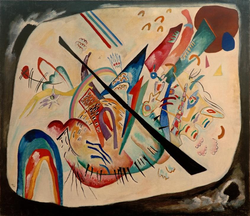 Wassily Kandinsky, Weißes Oval (Kunst,Expressionismus,Der Blaue Reiter,Abstrakte Kunst,Russische Kunst,Monogramm,Abstraktion,Farbigkeit,Farbe)