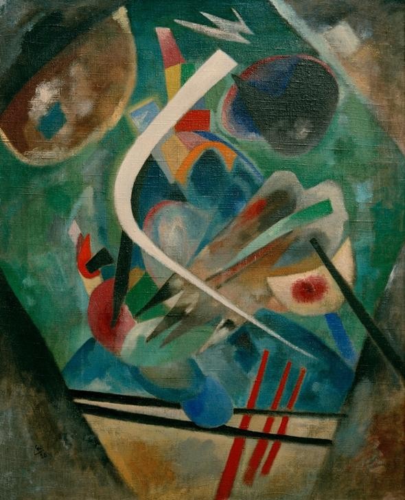 Wassily Kandinsky, Weißer Strich (Kunst,Expressionismus,Der Blaue Reiter,Abstrakte Kunst,Russische Kunst,Monogramm,Abstraktion,Farbigkeit,Farbe)