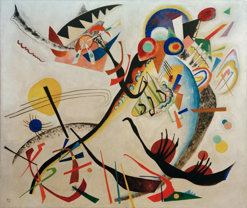 Wassily Kandinsky, Blaues Segment (Wunschgröße, Klassische Moderne, Malerei, abstrakte Kunst,  abstrakte Formen, abstrakte Muster, Linien,  Bögen, Wohnzimmer, Büro, Arztpraxis, Wunschgröße,  bunt)