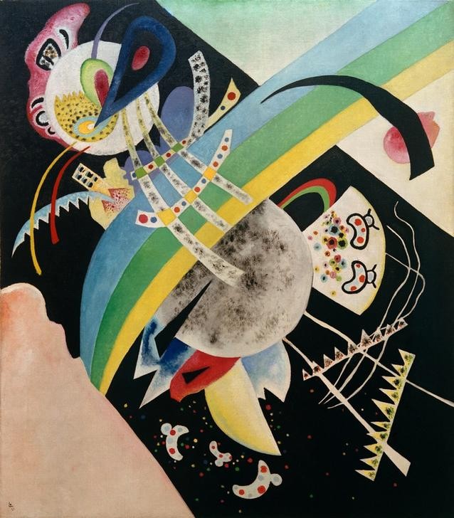 Wassily Kandinsky, Kreise auf Schwarz (Bauhaus,Geometrie,Kunst,Expressionismus,Geometrisch,Der Blaue Reiter,Abstrakte Kunst,Russische Kunst,Kreis,Monogramm,Schwarz,Abstraktion,Form,Farbigkeit,Farbe)