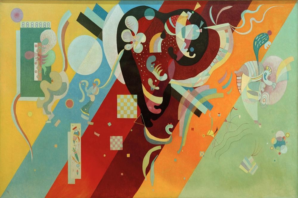 Wassily Kandinsky, Composition IX (Geometrie,Kunst,Expressionismus,Geometrisch,Der Blaue Reiter,Abstrakte Kunst,Russische Kunst,Monogramm,Abstraktion,Streifen,Form,Farbigkeit,Farbe)