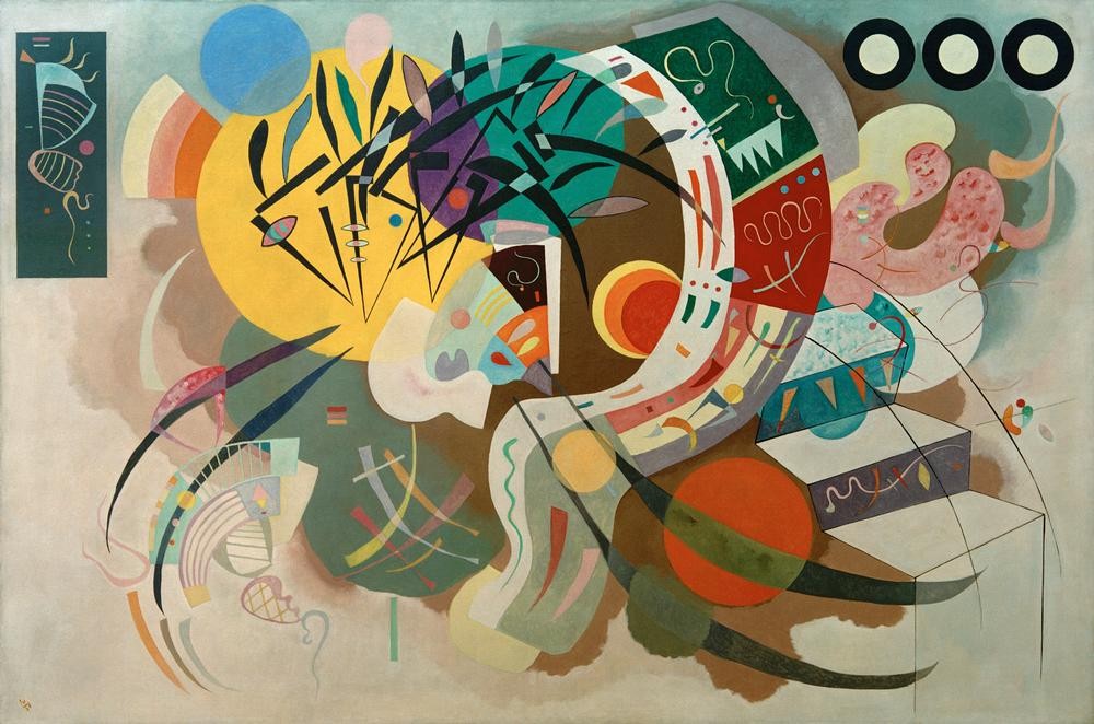 Wassily Kandinsky, Courbe dominante (Geometrie,Kunst,Expressionismus,Geometrisch,Der Blaue Reiter,Abstrakte Kunst,Russische Kunst,Kreis,Kurve,Monogramm,Abstraktion,Form,Farbigkeit,Farbe)