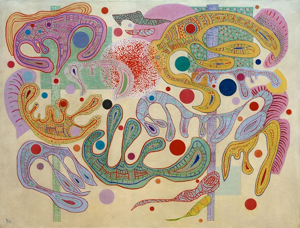 Wassily Kandinsky, Formes capricieuses (Geometrie,Kunst,Expressionismus,Geometrisch,Der Blaue Reiter,Abstrakte Kunst,Russische Kunst,Amorphe Formen, Abstraktion, Wohnzimmer, Treppenhaus, Farbe)
