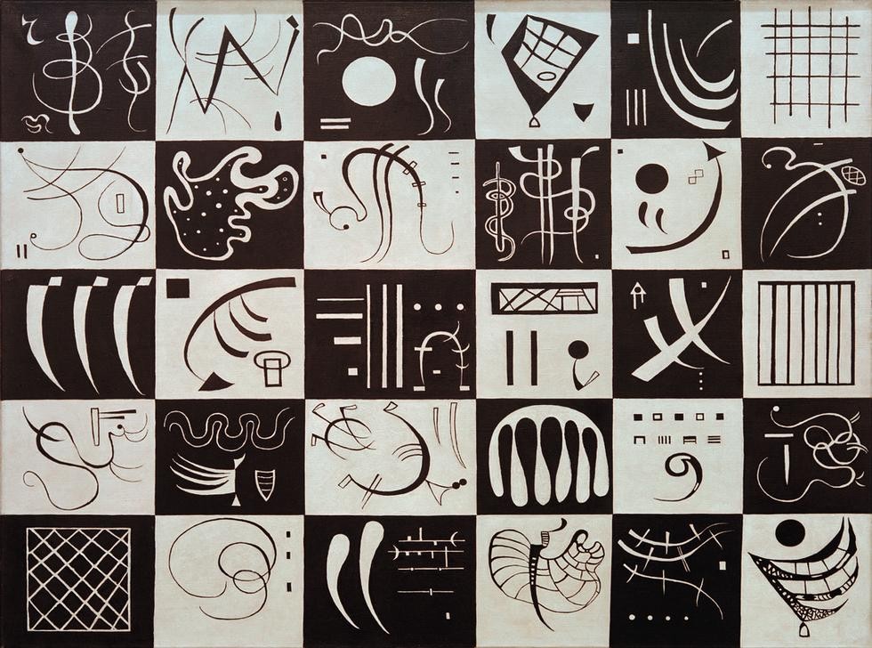Wassily Kandinsky, Trente (Geometrie,Kunst,Expressionismus,Geometrisch,Der Blaue Reiter,Abstrakte Kunst,Russische Kunst,Abstraktion,Schwarz Und Weiss,Schachbrett, Wohnzimmer, Treppenhaus, Farbe)