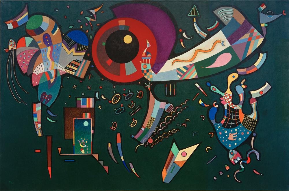 Wassily Kandinsky, Autour du cercle (Bauhaus,Geometrie,Kunst, Expressionismus, ,Der Blaue Reiter, Abstrakte Kunst, Russische Kunst, Kreis, Wohnzimmer, Treppenhaus, Abstraktion,Viereck, Rechteck, Halbkreis, Wunschgröße, Farbe)
